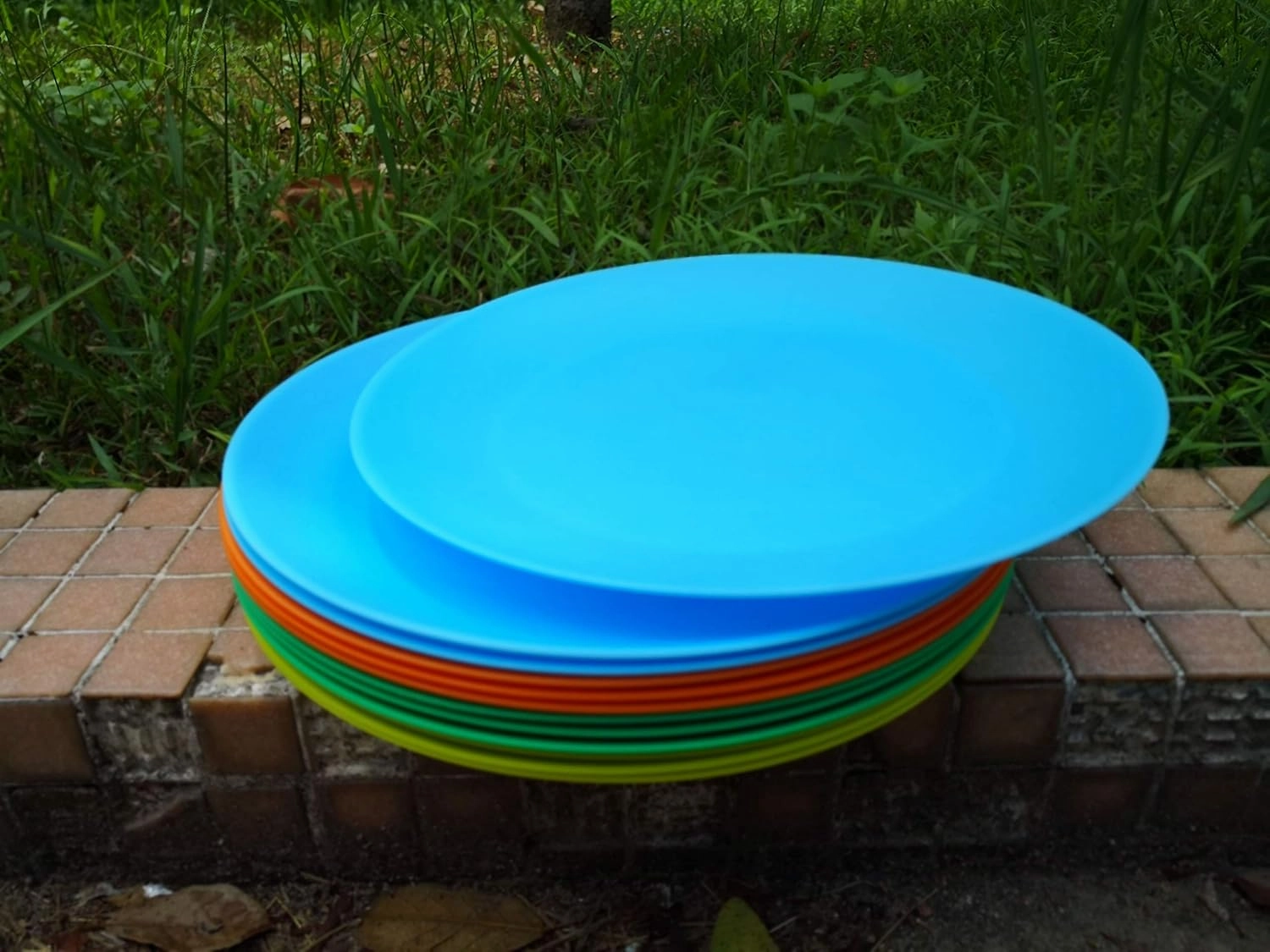 AOYITE Plastic Dinner Plates Reusable BPA Free Dishwasher Safe Microwaveable Plate for Any Occasion, BBQ, Travel, and Events (Multicolor set of 12)