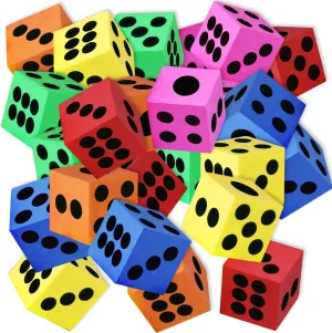 ArtCreativity Foam Dice for Kids, Bulk Set of 48, 1.5 Inch Large Multicolored Hexahedron Dice, Great for Classroom, Casino Party Decorations, Board Games