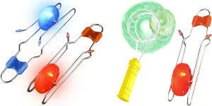 ArtCreativity Retro Light Up Kids Toys - Includes 8 Inch Gyro Wheel and 8.5 Inch Rail Twister - Retro Light Up Gyro Wheels Set for Kids- Includes 2, 8.5 Inch Rail Twisters,