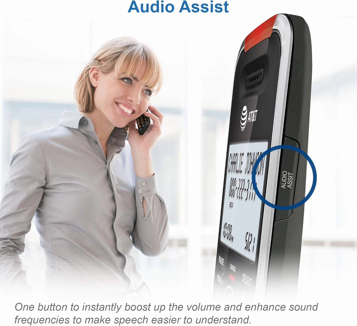 AT&T BL102-5 DECT 6.0 5-Handset Cordless Phone for Home with Answering Machine, Call Blocking, Caller ID Announcer, Audio Assist, Intercom, and Unsurpassed Range, Silver/Black