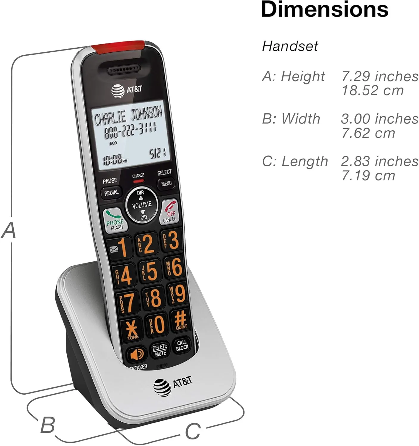 AT&T BL102-4 DECT 6.0 4-Handset Cordless Phone for Home with Answering Machine, Call Blocking, Caller ID Announcer, Audio Assist, Intercom, and Unsurpassed Range, Silver/Black