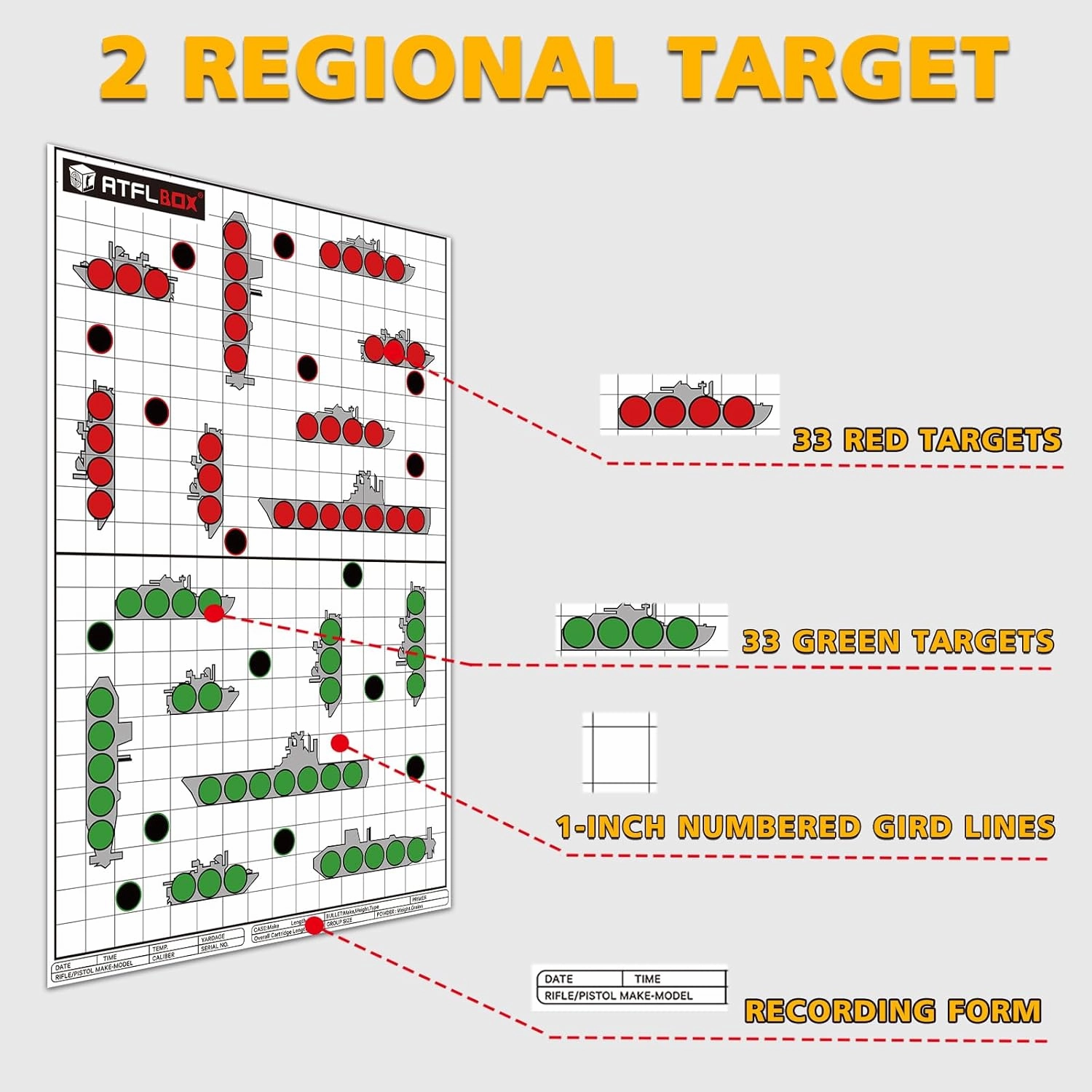 Atflbox 17X25 Inch Battle Target, Highly Visible and Bright Game Targets, Rifle Boats Paper Shooting Targets for Shooting Range or Outdoor Shooting Practice