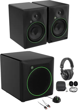 Audiosavings Bundle: Pair of Mackie CR8BT 8 Studio Monitors Speakers Bundle with Mackie CR8SBT 8 Powered Subwoofer, Rockville PRO-M50 Studio Headphones, Rockville RCDR10B 10' Pro Audio Cable (4 Items)