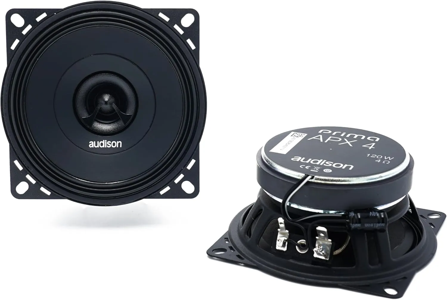 Audison APX 4-100mm 2-Way Coaxial Speaker with Neodymium Concentric Tweeter and Polypropylene Cone, 70W Max