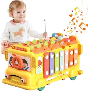 Baby School Bus Toy for Toddlers 1-3,Baby Xylophone Music Bus Toys for 1 Year Old Boy,Musical Learning Animal School Bus,Kids Educational Montessori Toy,Christmas Birthday Gifts for Boys Girls