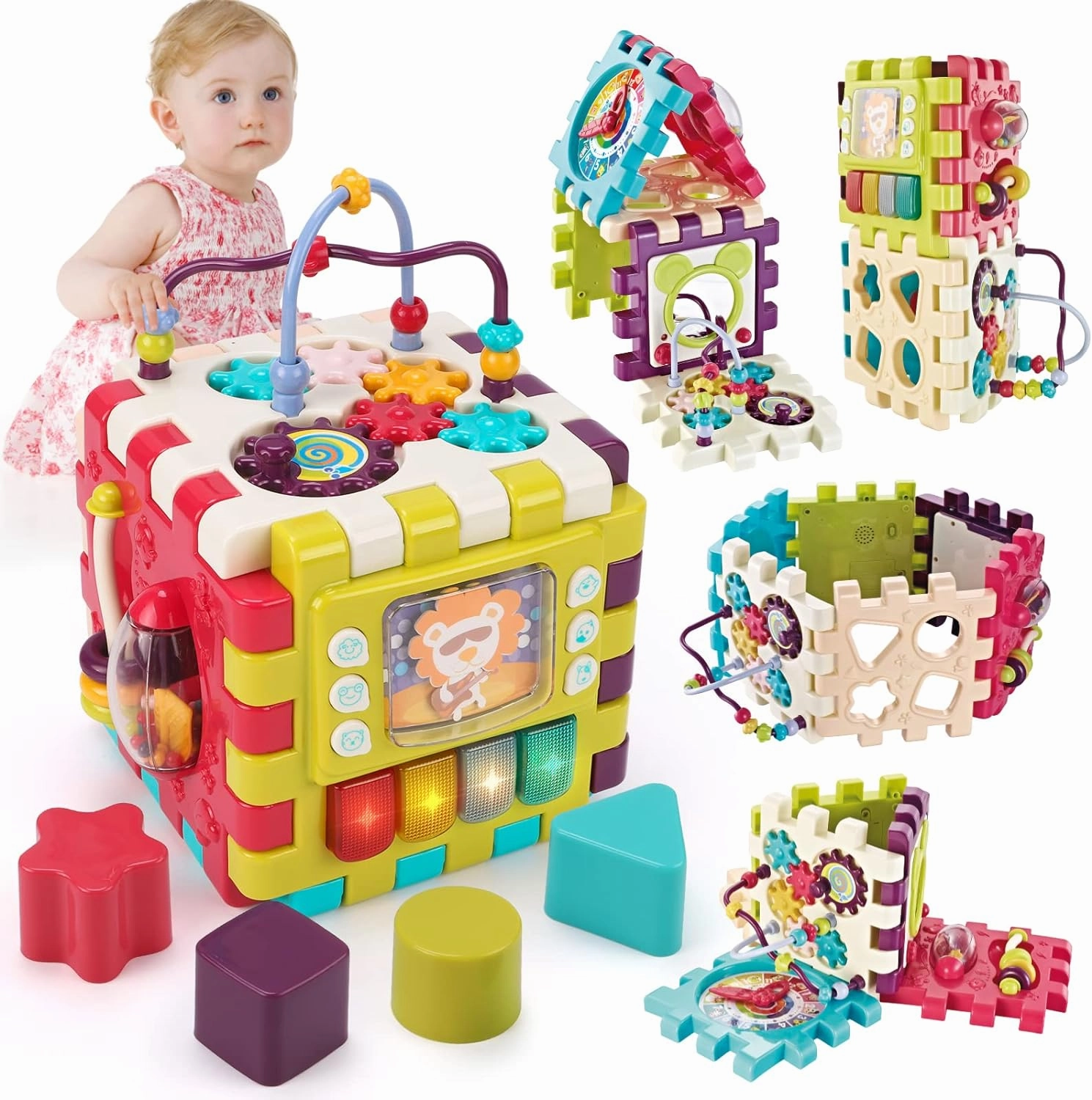 Baby Toys 12 to 18 Months 11-in-1 Activity Cube,Busy Learning Baby Musical Toy with Shape Sorter Toys，Kid Montessori Toy Gifts for Toddler Boys Girls 1 2 3 Years Olds