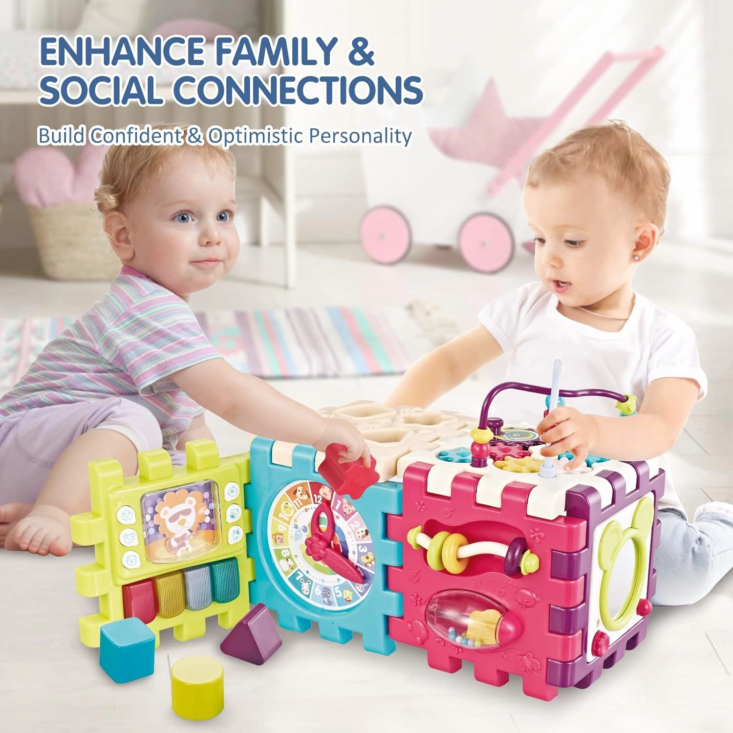 Baby Toys 12 to 18 Months 11-in-1 Activity Cube,Busy Learning Baby Musical Toy with Shape Sorter Toys，Kid Montessori Toy Gifts for Toddler Boys Girls 1 2 3 Years Olds