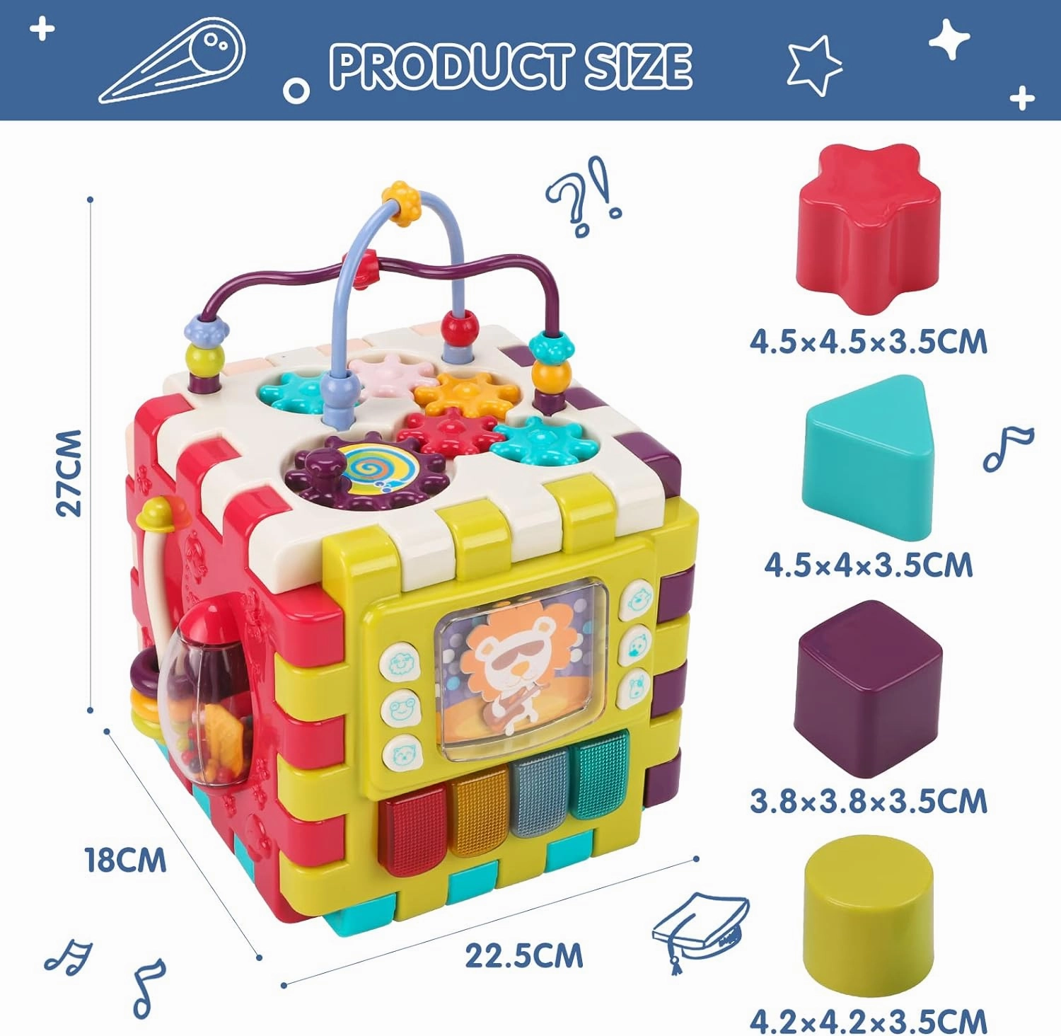 Baby Toys 12 to 18 Months 11-in-1 Activity Cube,Busy Learning Baby Musical Toy with Shape Sorter Toys，Kid Montessori Toy Gifts for Toddler Boys Girls 1 2 3 Years Olds