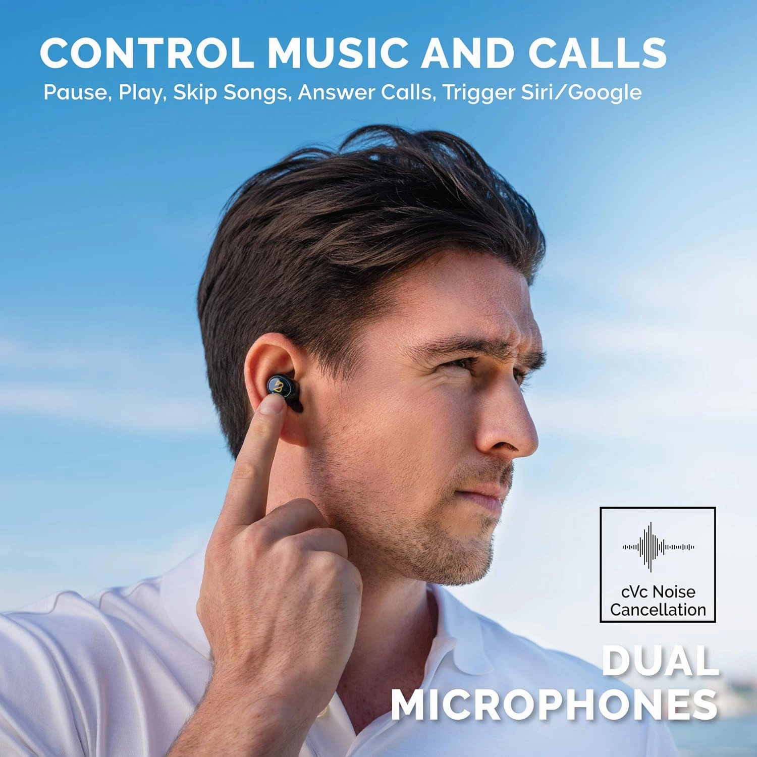 Back Bay Audio Duet 50 Pro – Sweatproof Wireless Bluetooth Earbuds, 130 Hour Long Battery Life for iPhone, Android, Mini Charging Case, TWS Headphones with Microphone, Gift for Runners