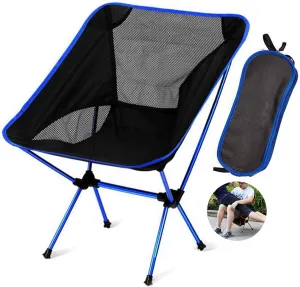 Backpacking Chair, Outdoor Folding Chairs, Camping Chair Ultralight Hiking Portable Compact Backpacking Chair Folding Chairs with Lightweight Carry Bag (Navy Blue)