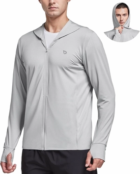 baleaf Men's UPF 50  Full Zip Light Jacket Hooded Long Sleeve Cooling Shirt with Pocket Hiking Fishing Outdoor Performance