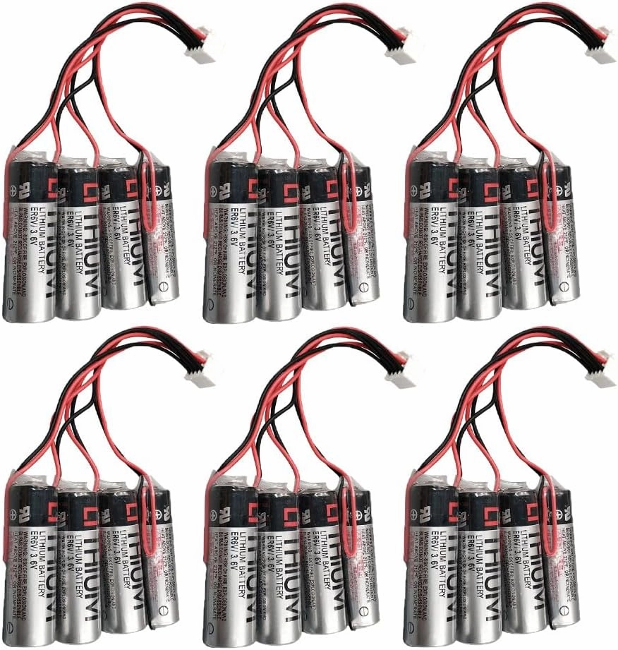 BALOLO (6-Pack) HW0470360-A ER6V/3.6V 8000mah PLC Lithium Battery Replacement for Yaskawa HW0470360-A Motoman Robot YASKAWA HW0470360