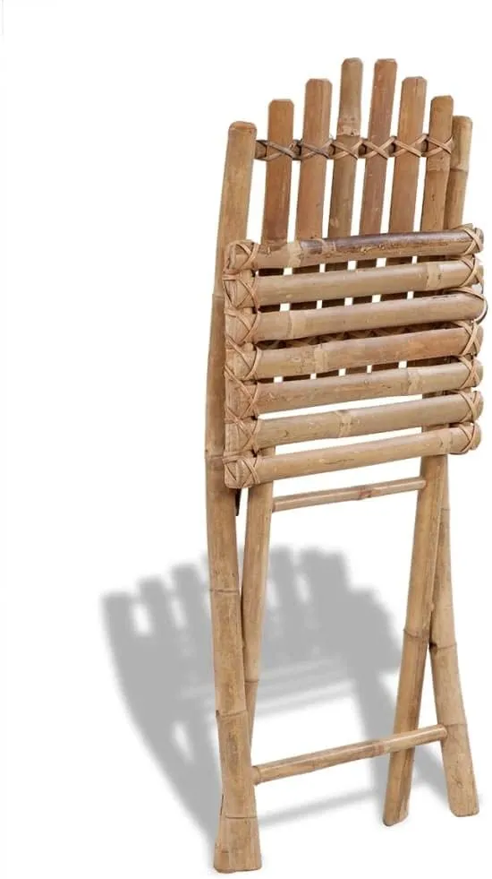 Bamboo Folding Patio Chairs Set of 2 Outdoor Dining Chairs Bamboo Garden Furniture Folding Chairs for Patio, Garden, Backyard, Porch, Dining, or Relaxing