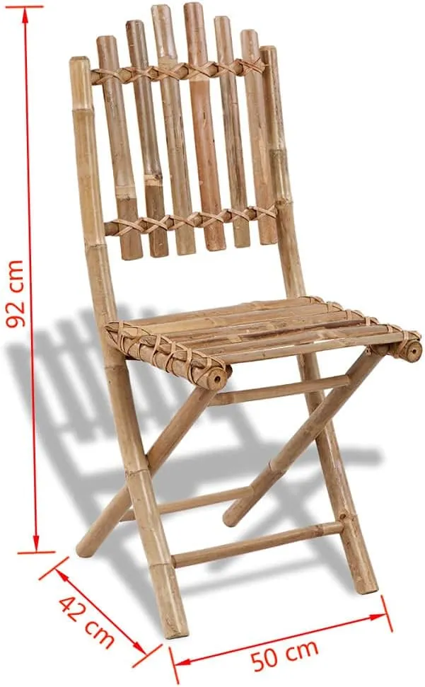Bamboo Folding Patio Chairs Set of 2 Outdoor Dining Chairs Bamboo Garden Furniture Folding Chairs for Patio, Garden, Backyard, Porch, Dining, or Relaxing