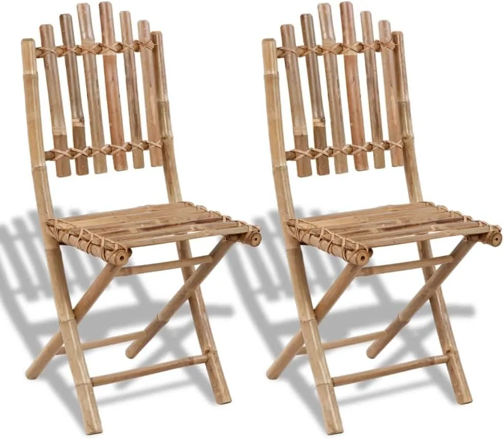 Bamboo Folding Patio Chairs Set of 2 Outdoor Dining Chairs Bamboo Garden Furniture Folding Chairs for Patio, Garden, Backyard, Porch, Dining, or Relaxing