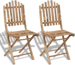 Bamboo Folding Patio Chairs Set of 2 Outdoor Dining Chairs Bamboo Garden Furniture Folding Chairs for Patio, Garden, Backyard, Porch, Dining, or Relaxing