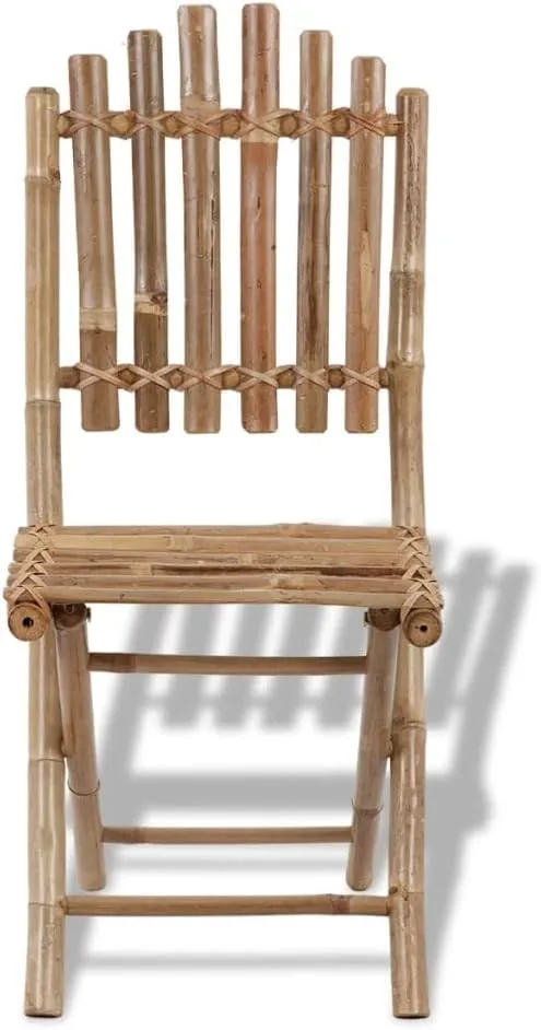 Bamboo Folding Patio Chairs Set of 2 Outdoor Dining Chairs Bamboo Garden Furniture Folding Chairs for Patio, Garden, Backyard, Porch, Dining, or Relaxing