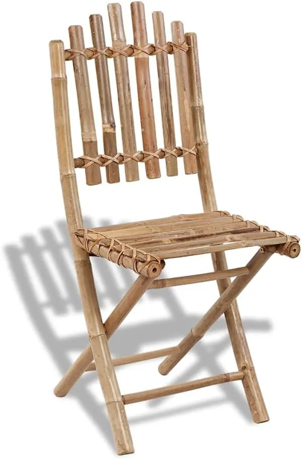 Bamboo Folding Patio Chairs Set of 2 Outdoor Dining Chairs Bamboo Garden Furniture Folding Chairs for Patio, Garden, Backyard, Porch, Dining, or Relaxing