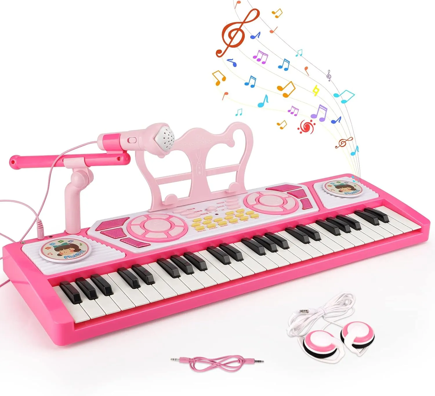 BAOLI 49 Keys Kids Piano Keyboard with Microphone, Multifunctional Portable Electronic Piano Educational Musical Instrument Toy, Birthday Gifts for Beginner Children Toddler Boys Girls Age 3-6