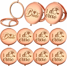 Barydat 8 Pcs Bridesmaid Gifts Set Magnifying Compact Mirror Bride I Do Crew Bridesmaid Proposal Gifts Travel Small Mirror for Purse Makeup Pocket Mirror for Bachelorette Party Wedding Bridal Shower
