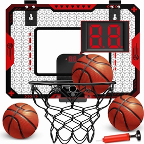 Basketball Hoop Indoor for 5 6 7 8 9 10  Year Old Boys Kids, Mini Basketball Hoop with Electronic Scoreboard Over The Door, Sport Toys Birthday Gift