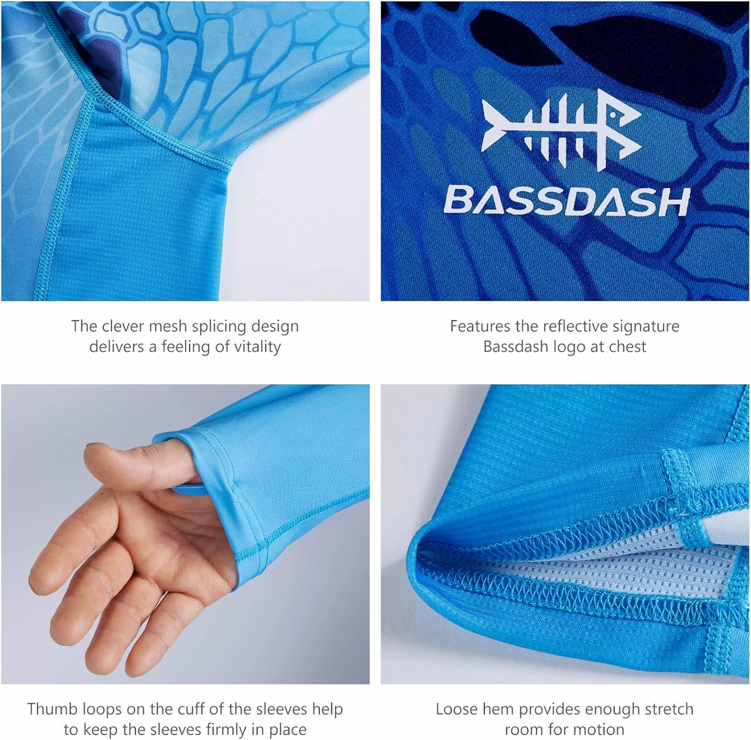 BASSDASH FS14M Men's Camo Gradient Performance Long Sleeve Fishing Shirt UPF50 