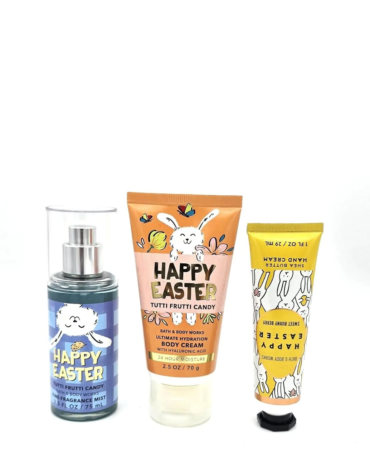 Bath & Body Work Happy Easter Tutti Frutti Candy Gift Set, Body Cream 2.5 oz, Fragrance Mist 2.5 oz, Hand Cream