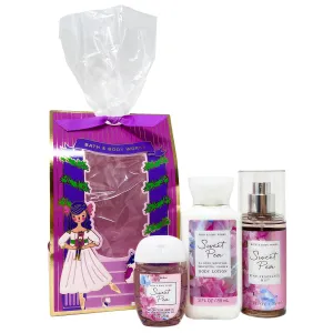 Bath and Body Sweet Pea A Sweet Treat For My Favorite Mini Gift Set Bag - Fragrance Mist - Body Lotion and a Hand Gel Arranged Inside a Holiday Gift Bag