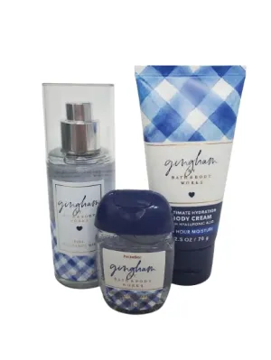 Bath and Body Works GINGHAM Mini Travel Gift Set Body Cream, Fragrance Mist and Pocketbac_AB
