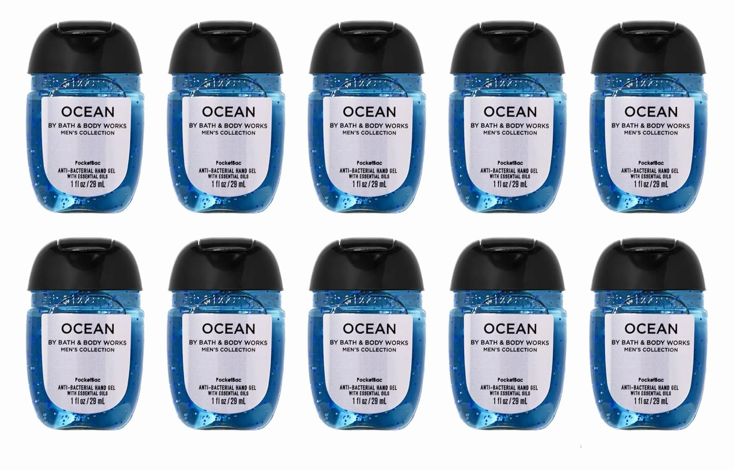 Bath   Body Works Men's Ocean Hand Sanitizer - Set of TEN (10) Mini Travel Size (1 oz) Pocket Hand Sanitizers for Men