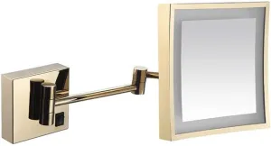 Bathroom Shaving Mirror Wall Mounted USB Charge Makeup Mirror with LED Lights and 3X Magnification Single Side Square Vanity Mirror Extendable Built-in Lithium Battery 20x20CM (Color : #2)