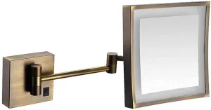 Bathroom Shaving Mirror Wall Mounted USB Charge Makeup Mirror with Led Lights and 3X Magnification Single Side Square Vanity Mirror Extendable Built-in Lithium Battery 20X20Cm (Color : #4)