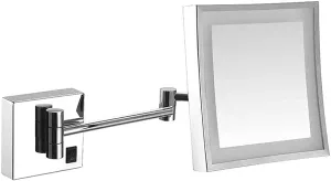 Bathroom Shaving Mirror Wall Mounted USB Charge Makeup Mirror with Led Lights and 3X Magnification Single Side Square Vanity Mirror Extendable Built-in Lithium Battery 20X20Cm (Color : #6)
