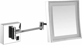 Bathroom Shaving Mirror Wall Mounted USB Charge Makeup Mirror with LED Lights and 3X Magnification Single Side Square Vanity Mirror Extendable Built-in Lithium Battery 20x20CM (Color : #6)
