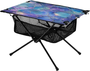 Beautiful Baroque Texture Portable Folding Camping Table, Compact Lightweight Beach Table with Carrying Bag for Outdoor Picnics, BBQs, Camp