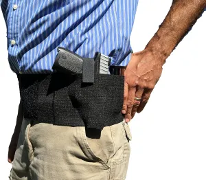 Belly Band Hand Gun Holster - Abdomen Holster - Cross Draw w/Magazine Holder Pocket
