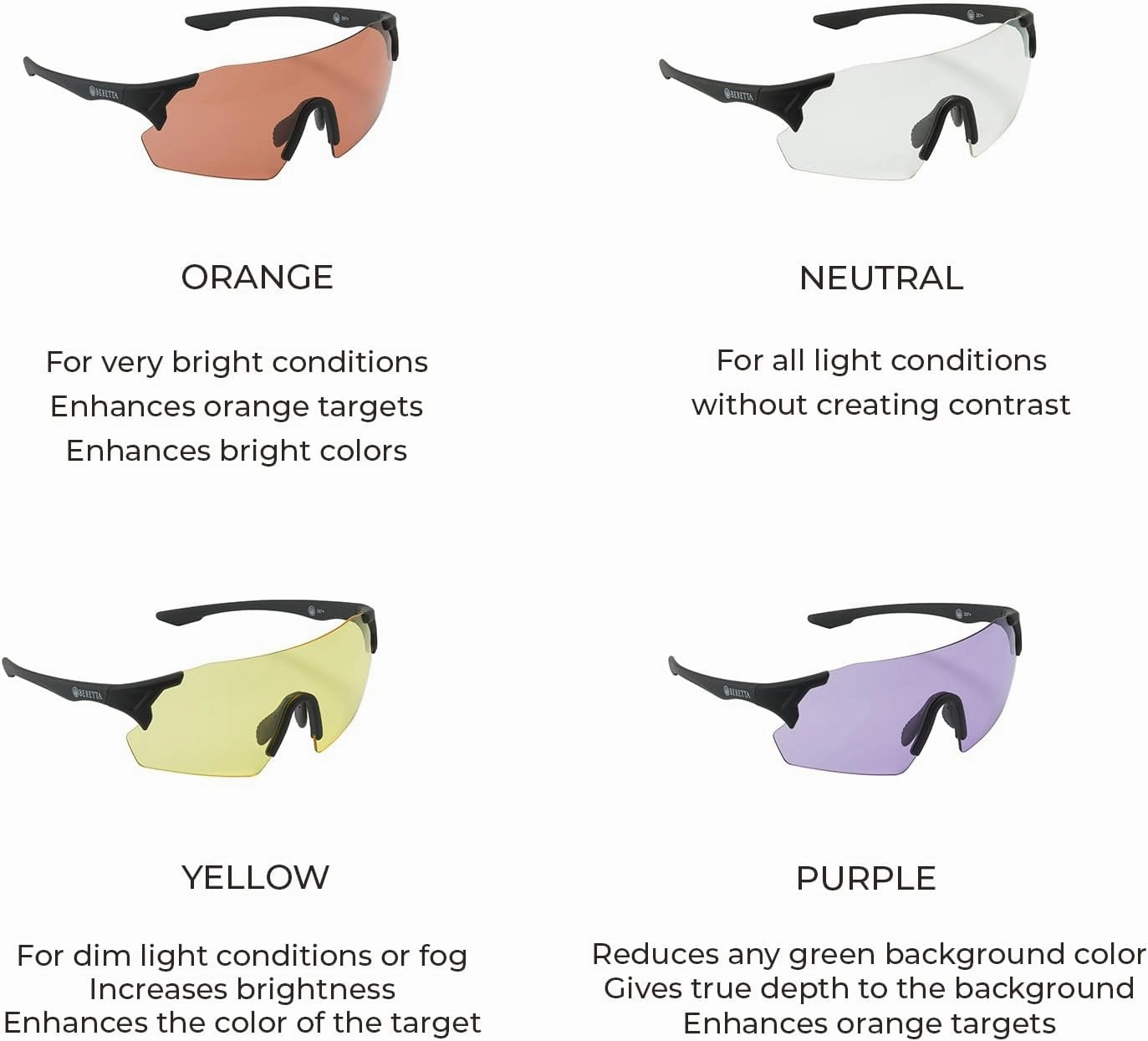 Beretta Unisex Protective Shooting Safety Plastic Frame Challenge EVO Glasses for Eye Protection