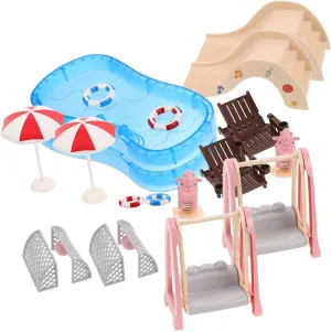 BESPORTBLE 2Sets Miniature Dollhouse Swim Supplies Set of Pool Accessories with Swim Ring and Beach Chair for Playhouse Safe Materials for Endless Fun Dollhouse Garden