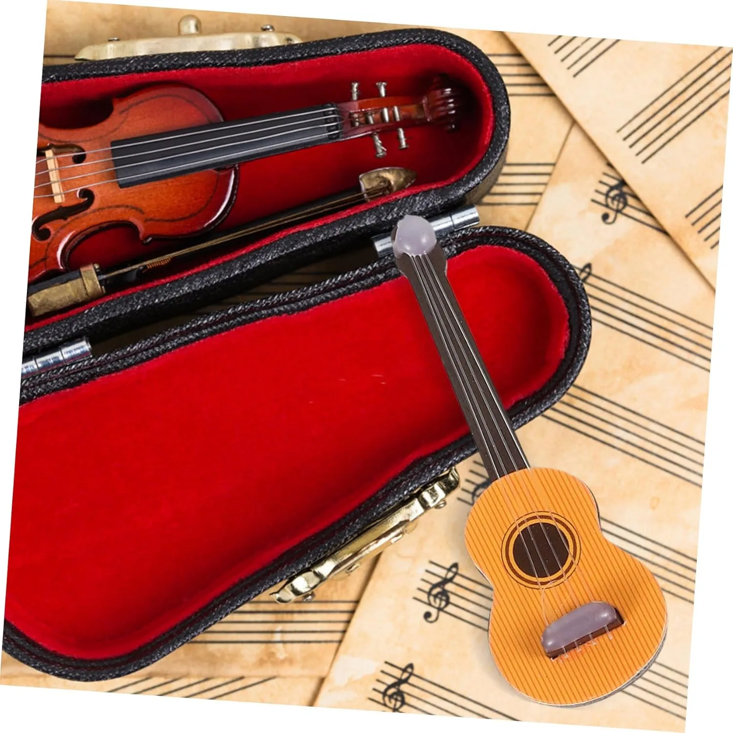 BESPORTBLE 3 Sets Delicate Mini House Decor Miniature Musical Prop Model Lovely Mini Drum Set Toy