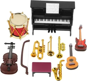 BESPORTBLE 3 Sets Delicate Mini House Decor Miniature Musical Prop Model Lovely Mini Drum Set Toy