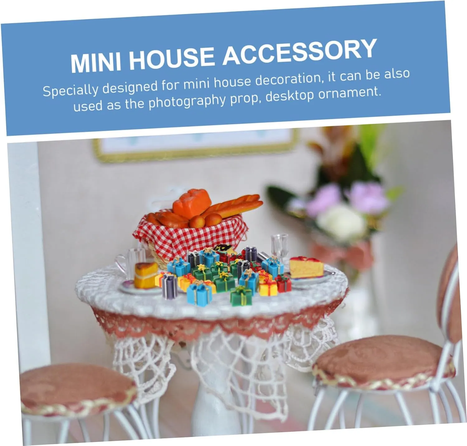 BESPORTBLE 4sets Doll House Christmas Decorations Mini Boxes Resin Miniature Figurines Sets 25pcs*4