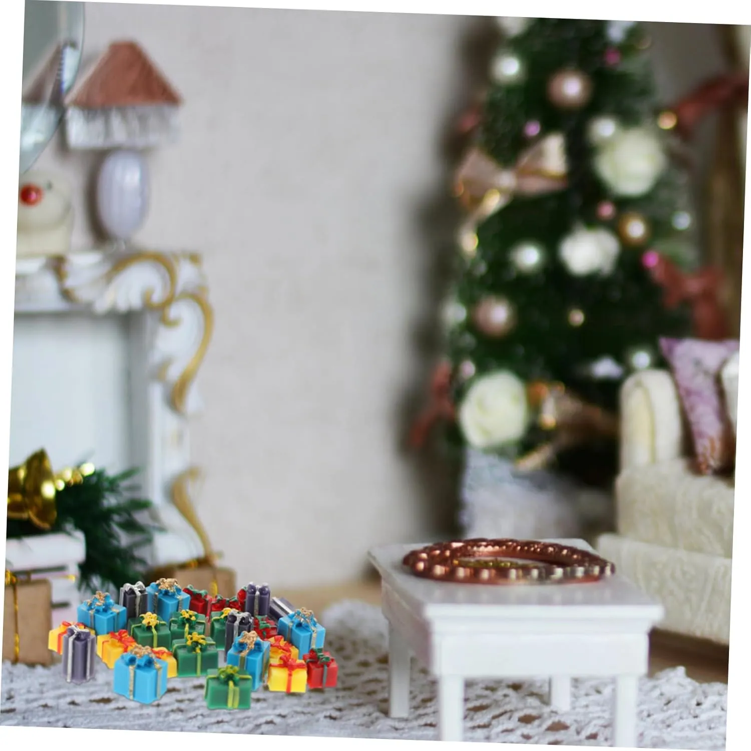 BESPORTBLE 4sets Doll House Christmas Decorations Mini Boxes Resin Miniature Figurines Sets 25pcs*4
