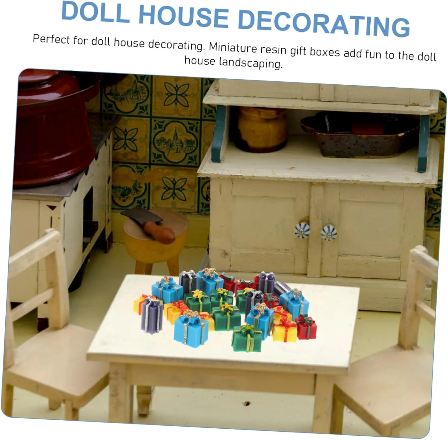 BESPORTBLE 4sets Doll House Christmas Decorations Mini Boxes Resin Miniature Figurines Sets 25pcs*4