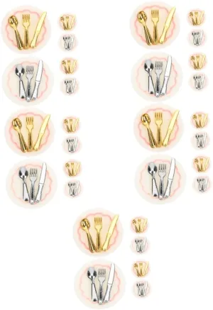 BESPORTBLE 8 Set Miniature House Tableware Dollhouse Ornament with Mini Forks and Spoons Realistic Design for Home Decor Dollhouse Enthusiasts