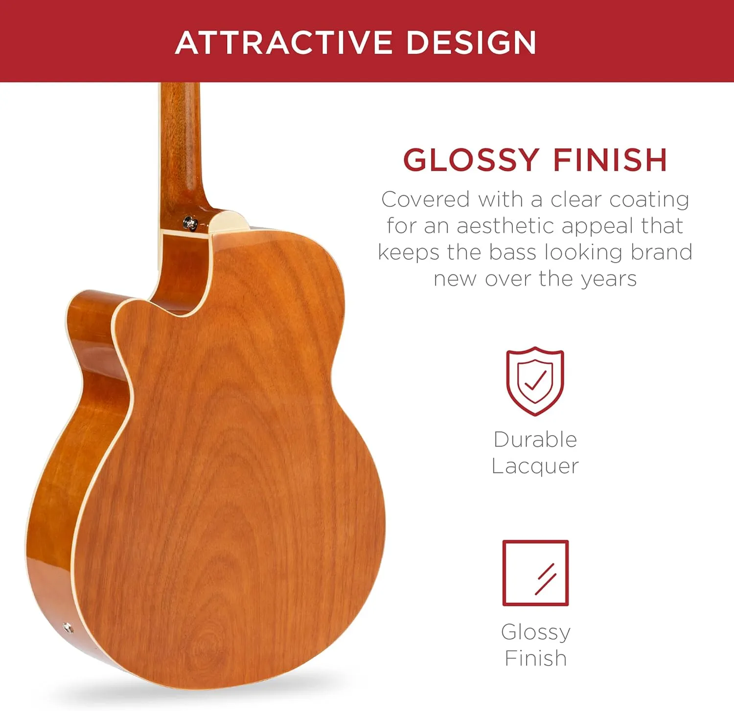 Best Choice Products Acoustic Electric Bass Guitar, Full Size 4 String, Fretted Bass Guitar w/Padded Gig Bag - Natural