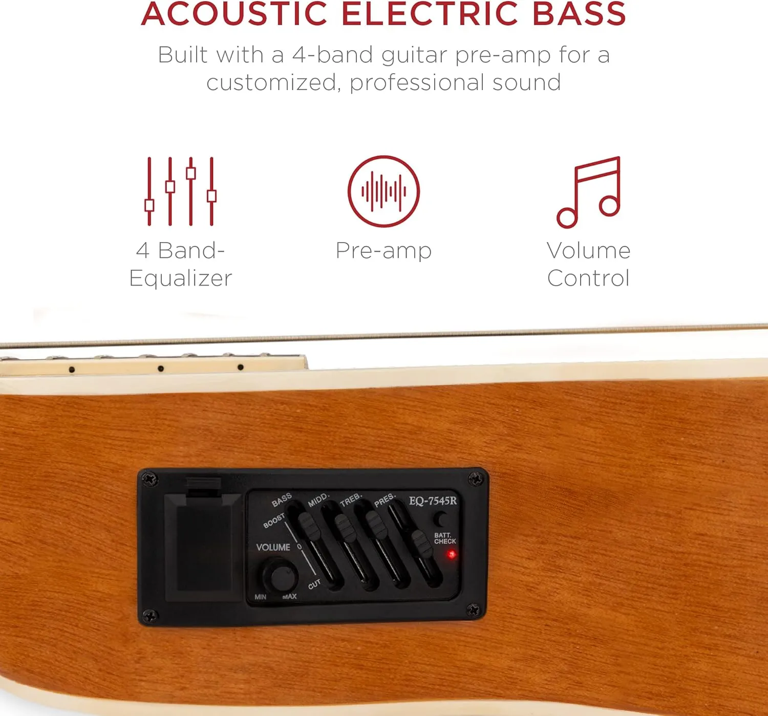 Best Choice Products Acoustic Electric Bass Guitar, Full Size 4 String, Fretted Bass Guitar w/Padded Gig Bag - Natural