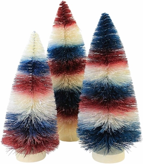 Bethany Lowe Designs LC1537 Americana Striped Bottle Brush Trees (Set of 3)