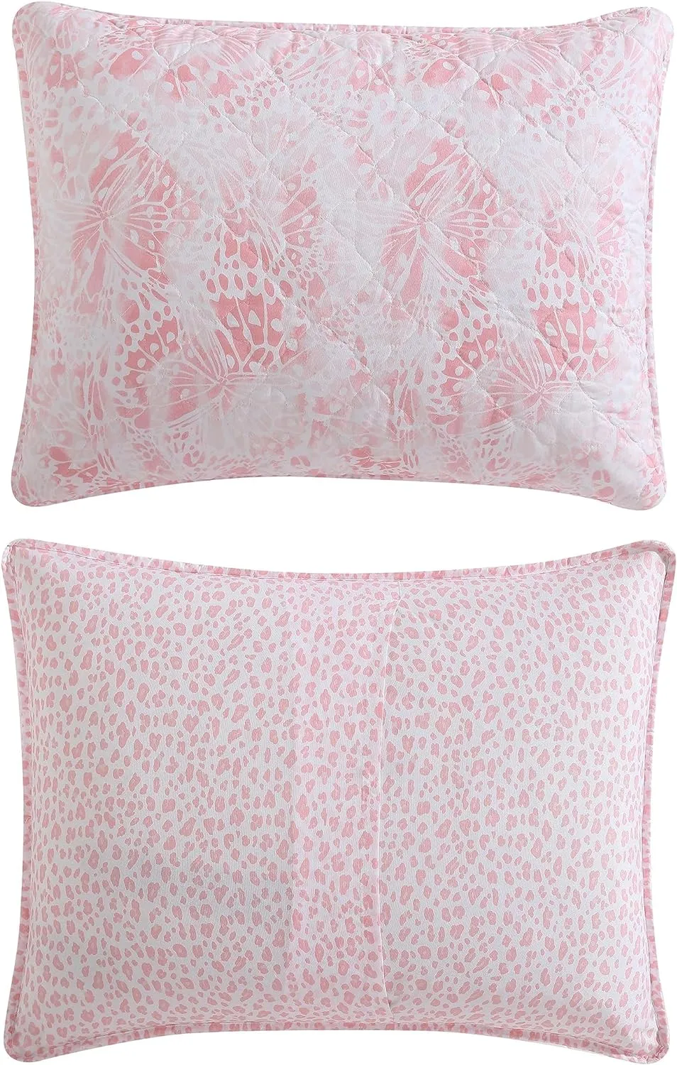 Betsey Johnson - Quilt Set, Reversible Brushed Microfiber Bedding with Matching Shams Diamond Stitched Bedroom Decor (Butterfly Ombre Pink, Queen)