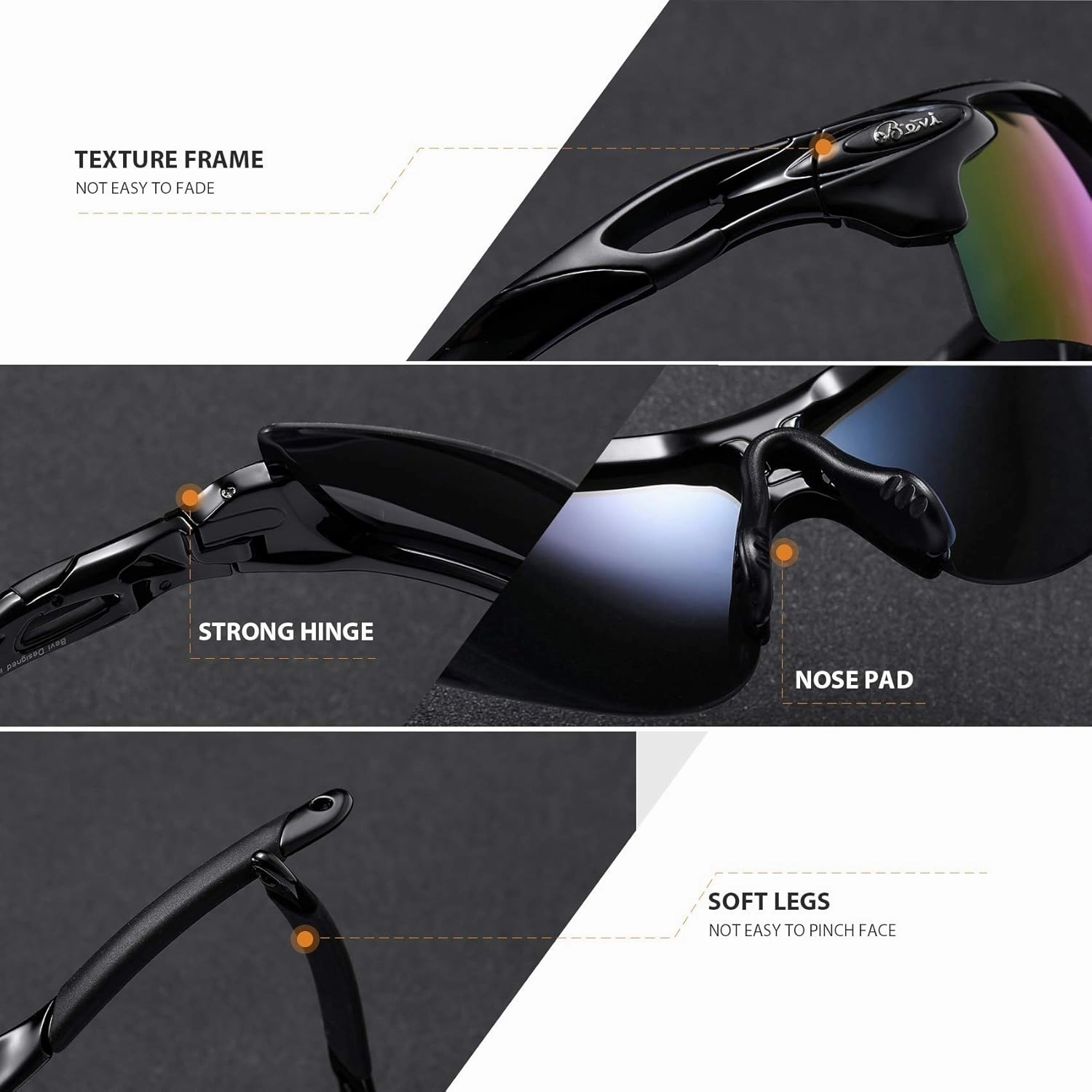 Bevi Polarized Sports Sunglasses TR90 Durable and Ultralight Frame for Men Women Baseball Running Cycling Golf