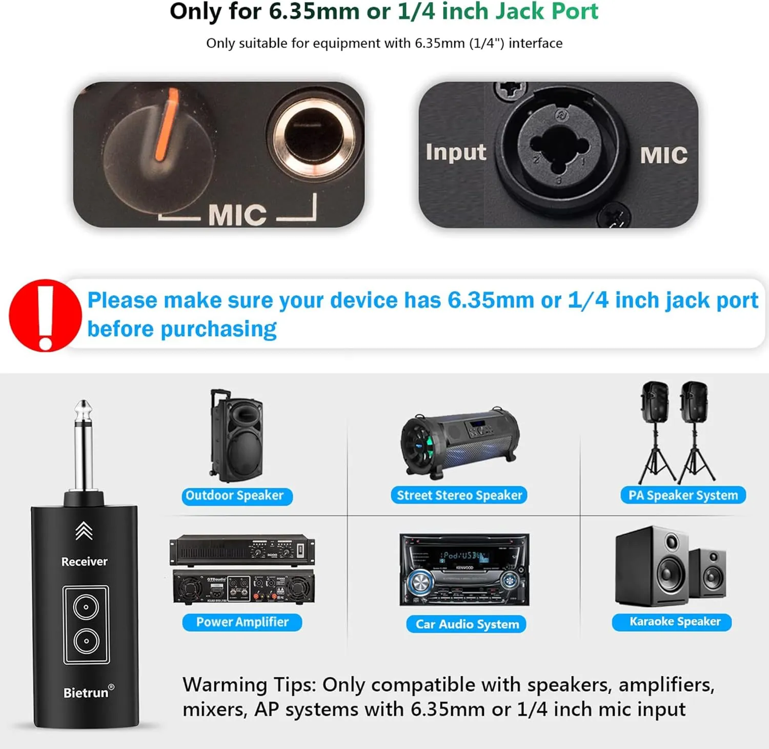 Bietrun Wireless Microphones with Echo,Treble,Bass&Bluetooth,160FT Range,Portable UHF Handheld Karaoke Dynamic Microphone System with Rechargeable Receiver for Karaoke,Singing,Amp,PA System,DJ,Stage